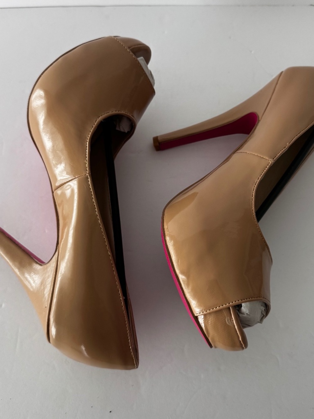AMI Clubwear PETER-01A Nude Peep Toe Platform Stiletto Heels Women's Size 10